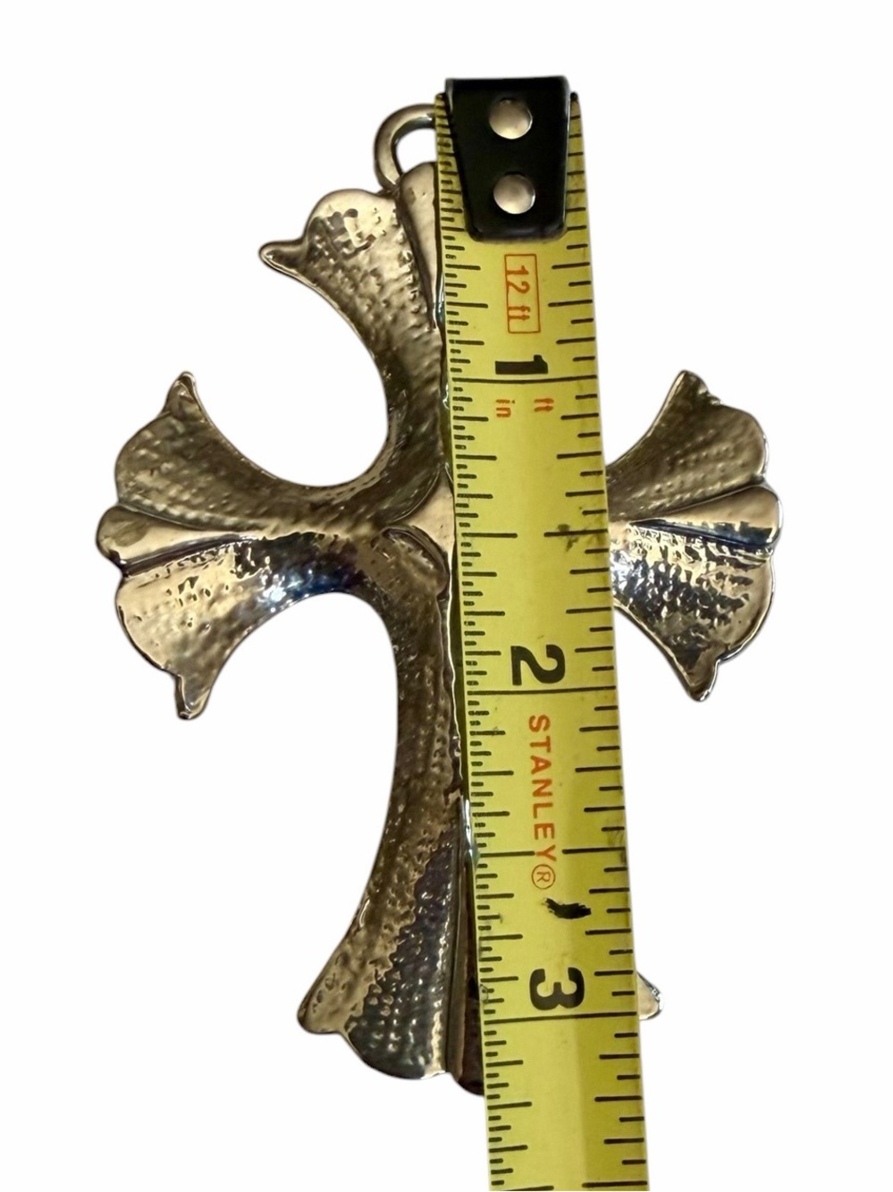 Unbranded Large Oversized Hammered Silvertone Cross Pendant Religious Goth - Picture 4 of 5